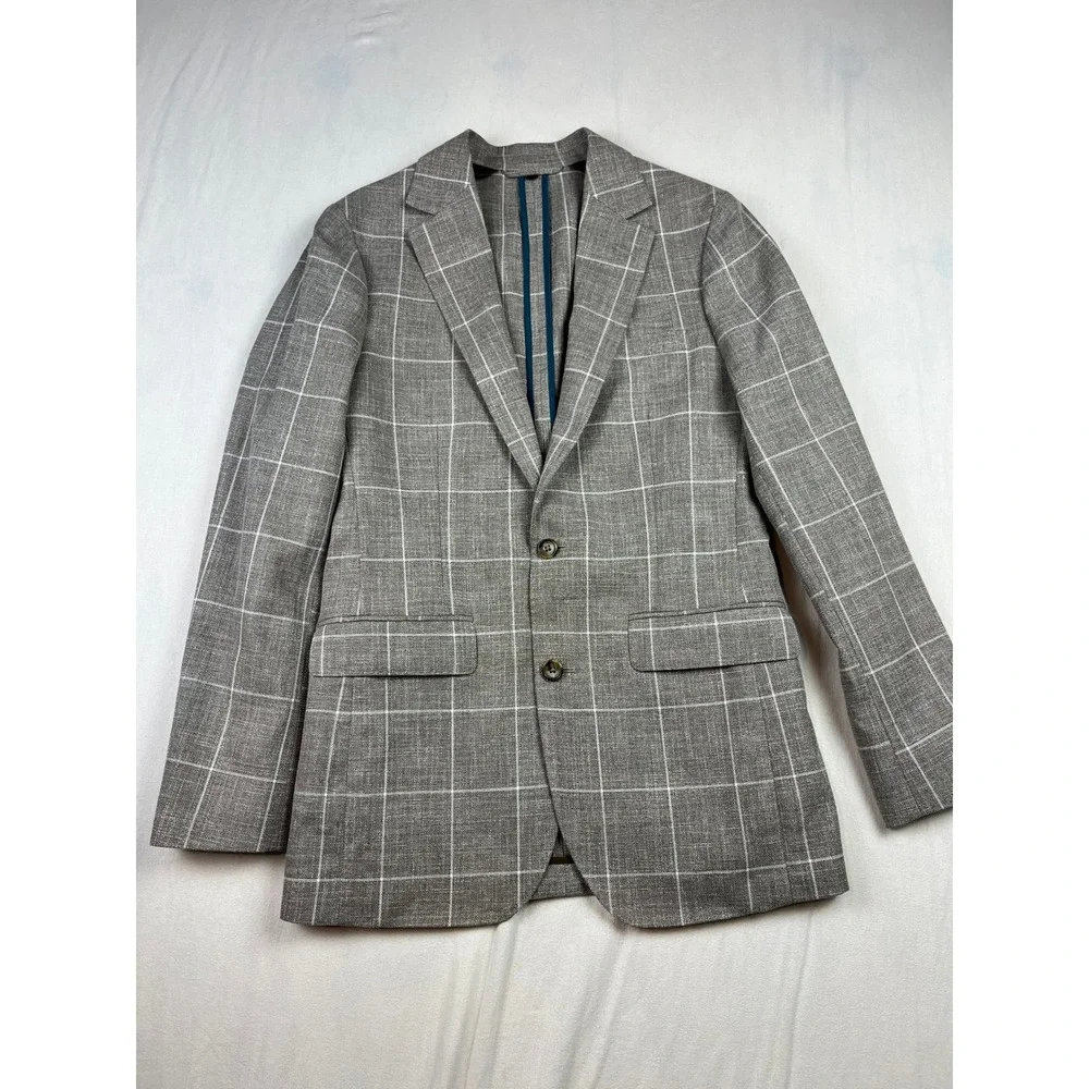 Bonobos Slim Fit Grey Linen Cotton Sport Coat Blazer 36L Tessuti di Sondrio